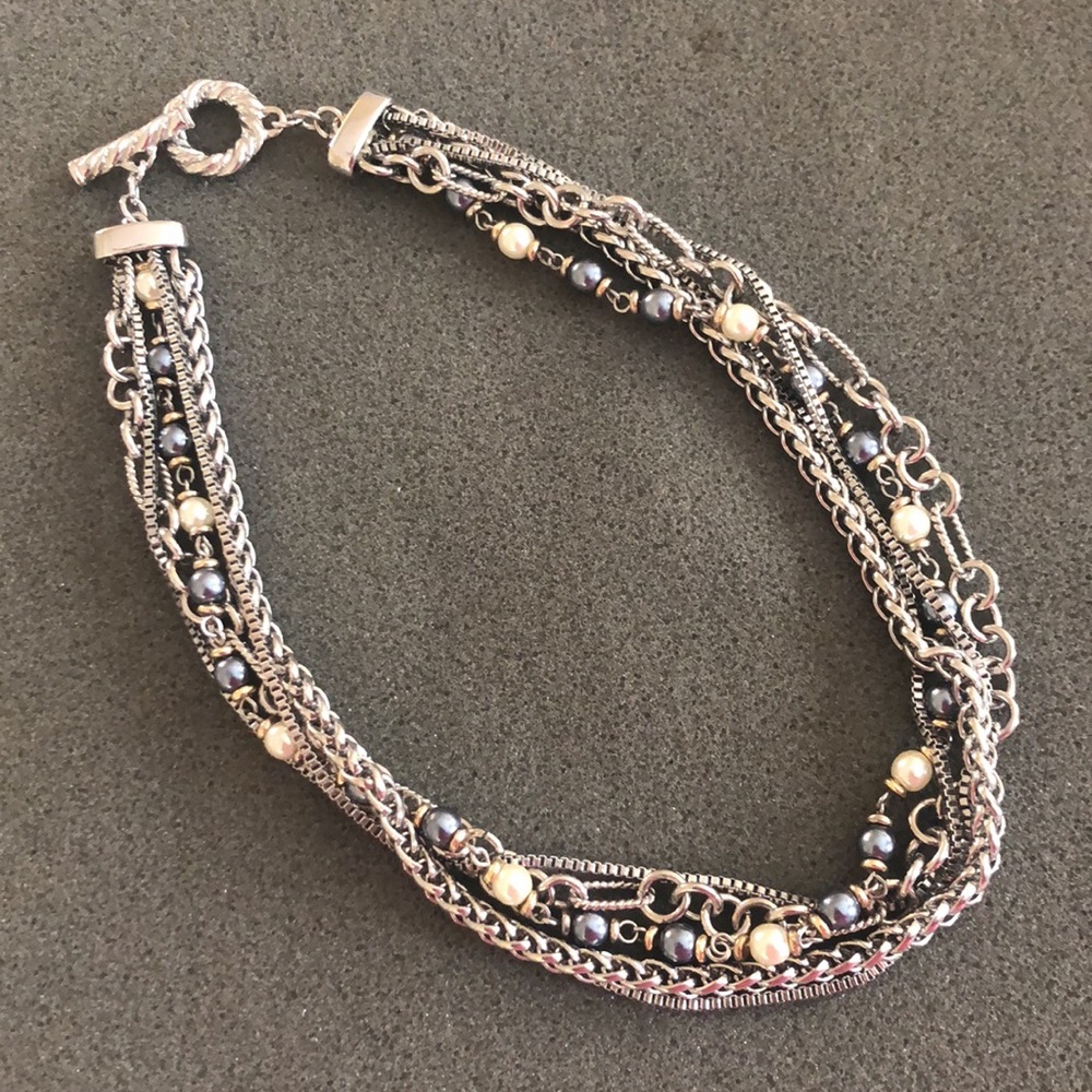 Premier Designs Multi-Strand Silver Beaded Necklace - Picture 2 of 10